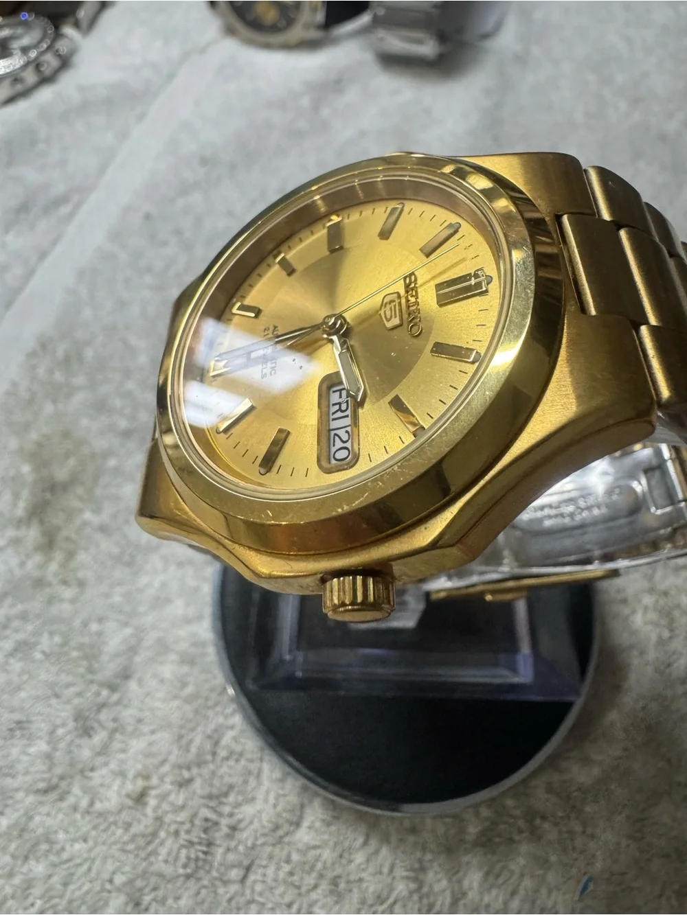 Seiko Gold Tone Men's Automatic Watch with Day-Date